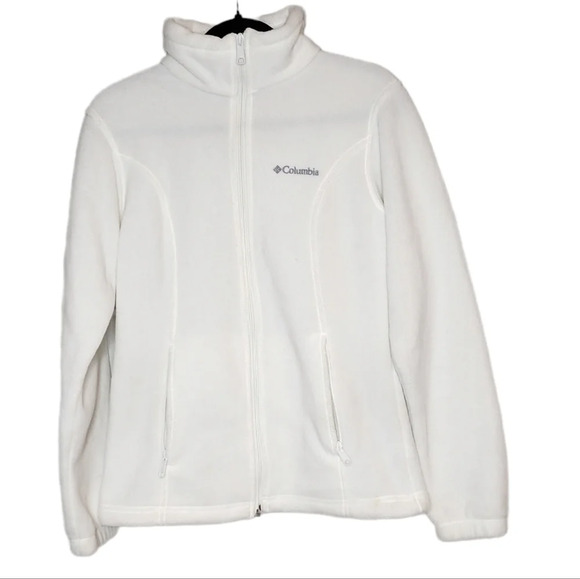Columbia White Zip Fleece Jacket Women's Size Small - Picture 1 of 16
